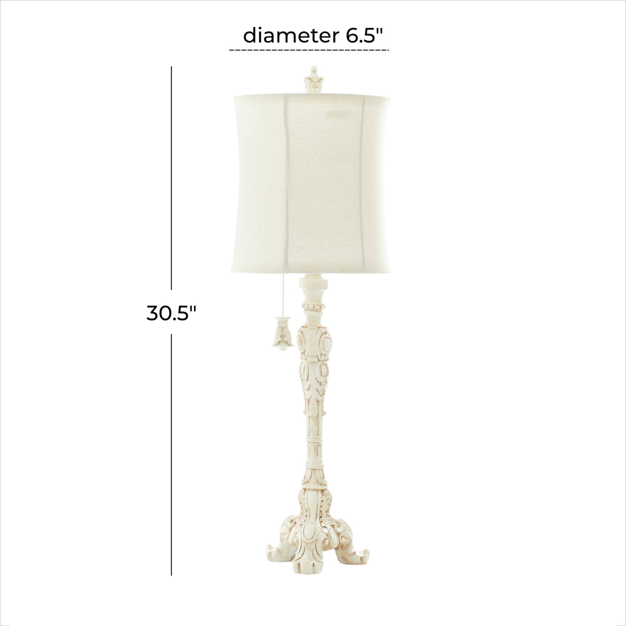 White Polystone Coastal Buffet Lamp 7" x 7" x 31"
